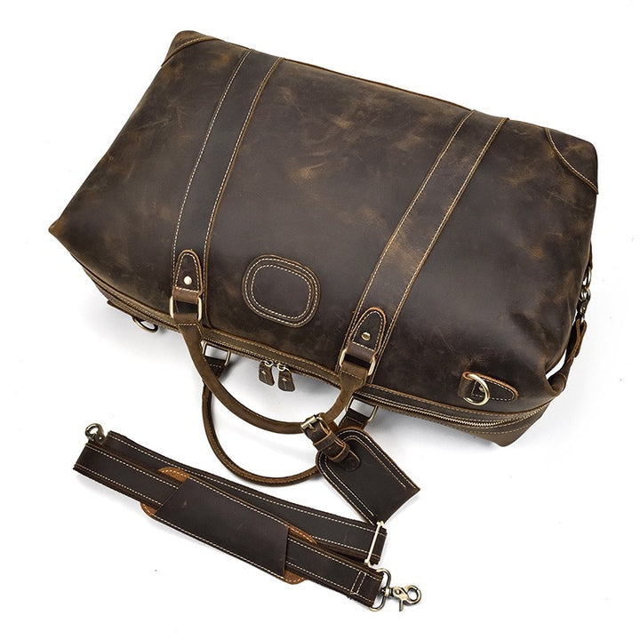 Sac de Voyage Homme Cuir Véritable – Bagage Structuré Fermeture Zippée