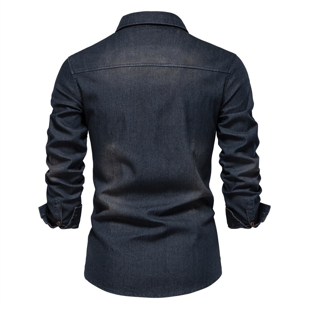 Herren-Jeanshemd – Langarm mit Brusttaschen