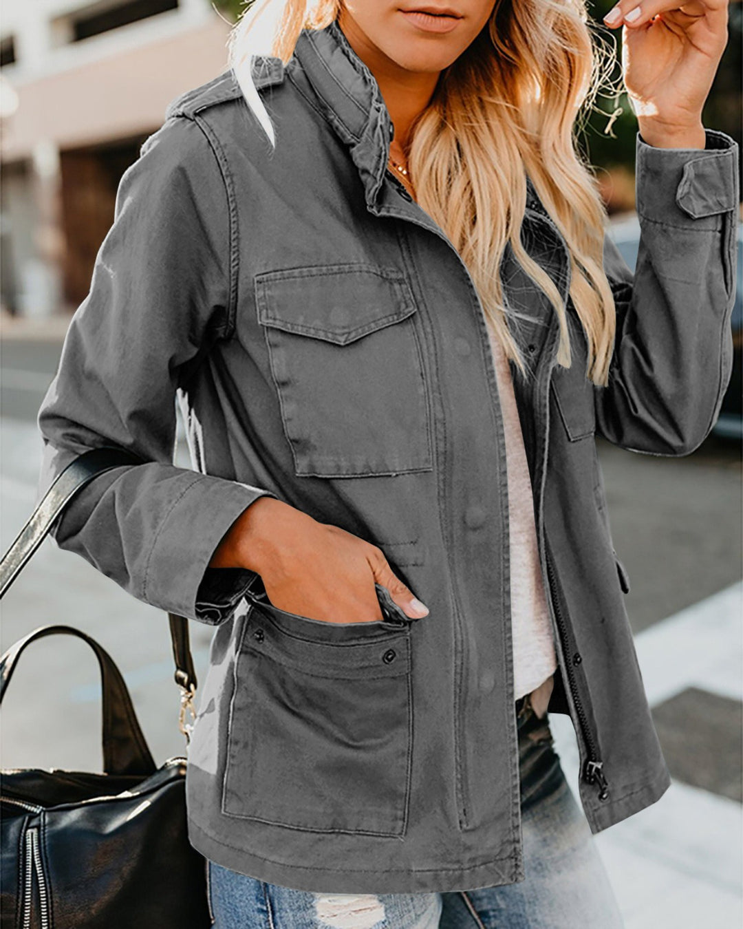 Veste Femme Décontractée Style Utilitaire – Coupe Ample Zipée
