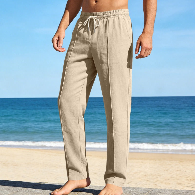 Herren Leinenhose – Locker geschnittene gerade Passform, lässig