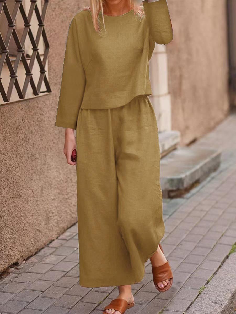Ensemble Pantalon Large Femme – Costume Deux Pièces Décontracté