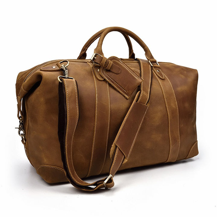 Sac de Voyage Homme Cuir Véritable – Bagage Structuré Fermeture Zippée