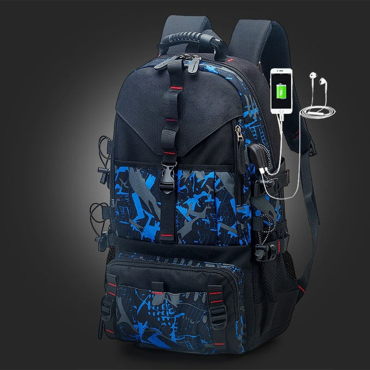 Men's Oxford Waterproof Backpack – Multi-Pocket with USB Port
