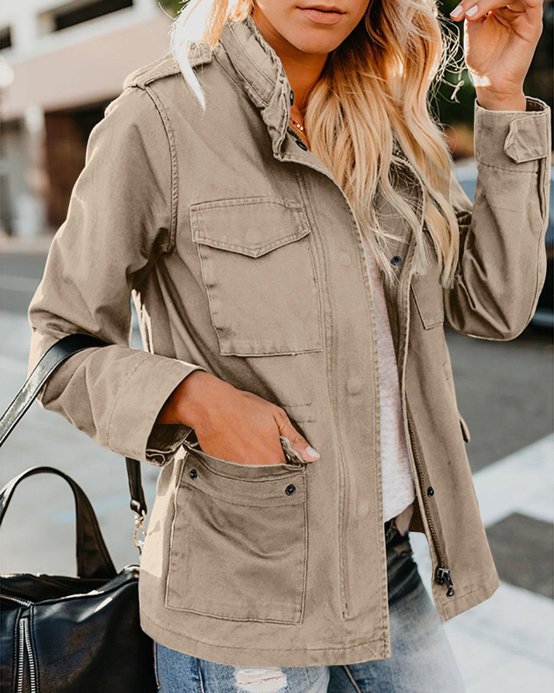 Veste Femme Décontractée Style Utilitaire – Coupe Ample Zipée