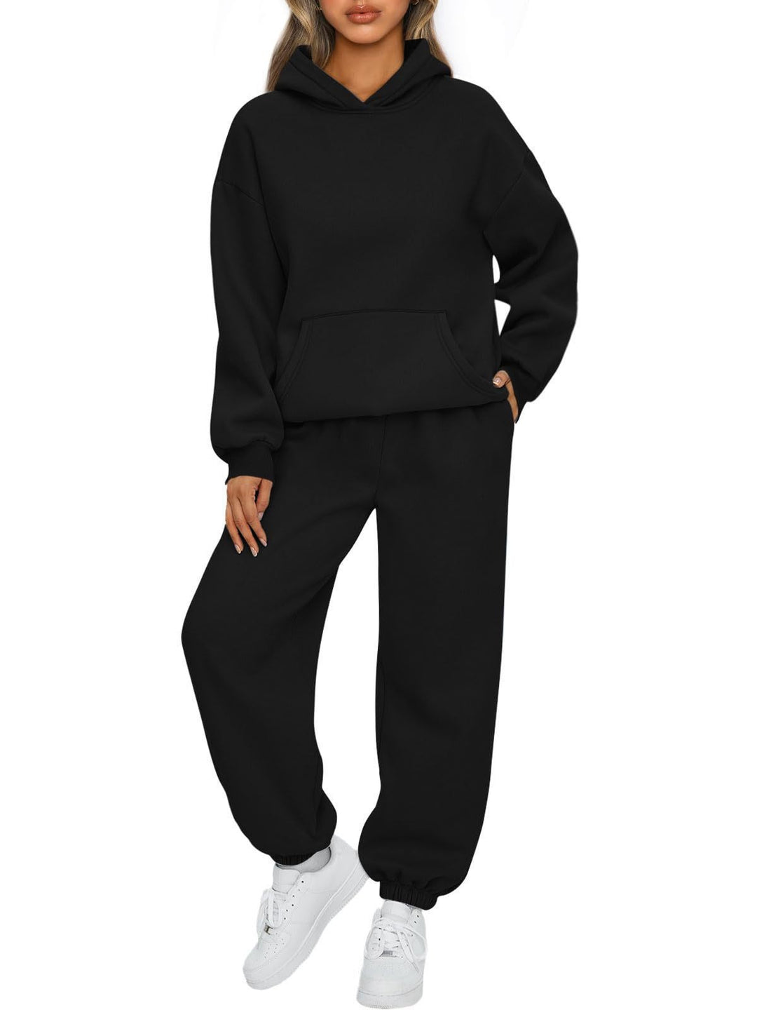 Damen-Loungewear-Set mit Kapuze – Lässiger langer Pyjama