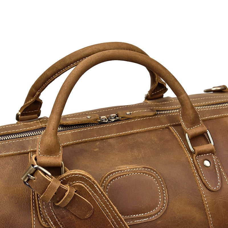 Sac de Voyage Homme Cuir Véritable – Bagage Structuré Fermeture Zippée