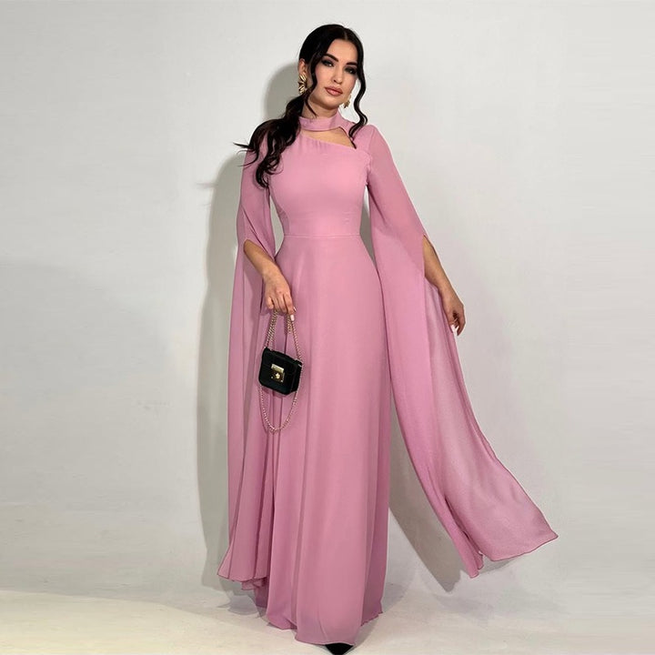 Damenlangkleid A-Linie – Asymmetrischer Ausschnitt mit Cut-out