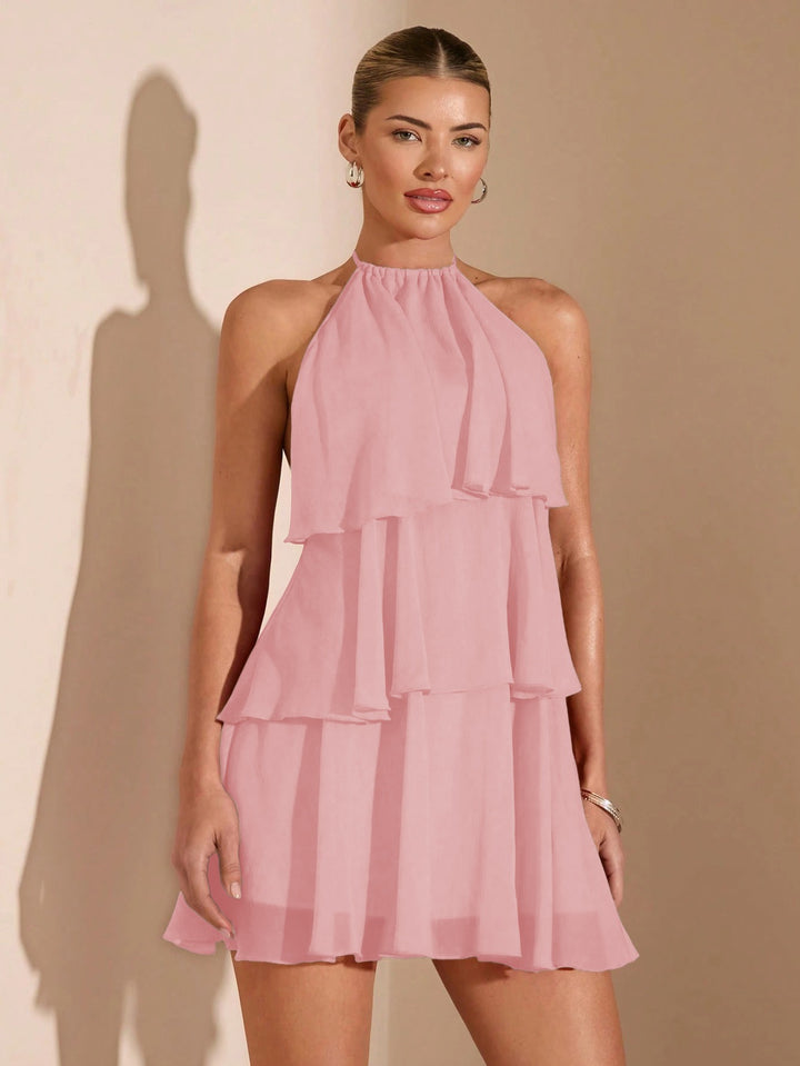 Robe Mini Femme à Lacets et Volants – Ourlet Irrégulier Romantique