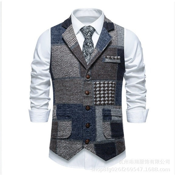 Herrenweste im Patchwork-Stil – Figurbetonter und strukturierter Schnitt aus strukturiertem Stoff