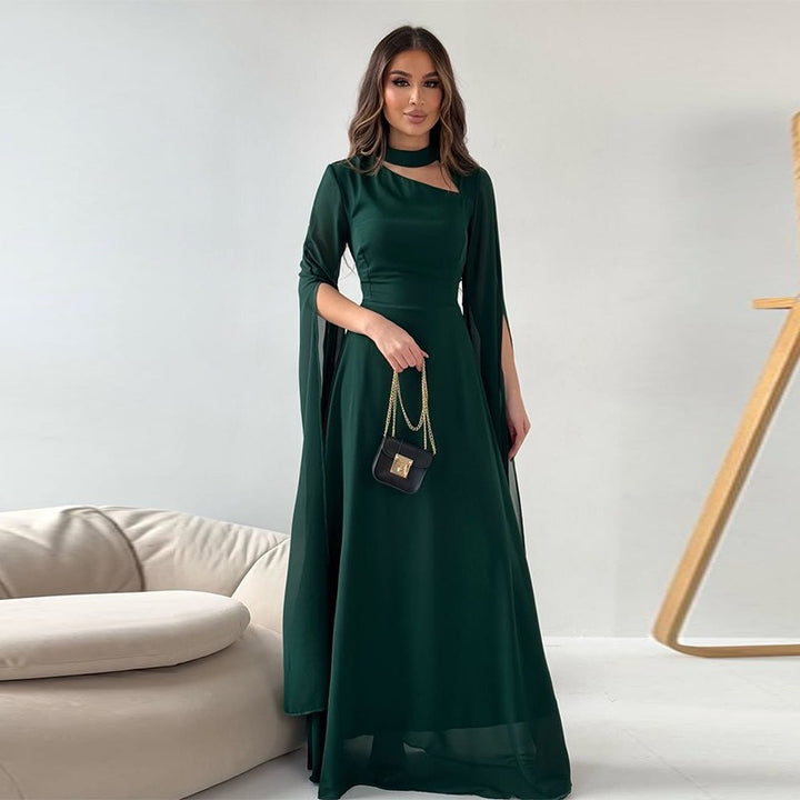 Damenlangkleid A-Linie – Asymmetrischer Ausschnitt mit Cut-out