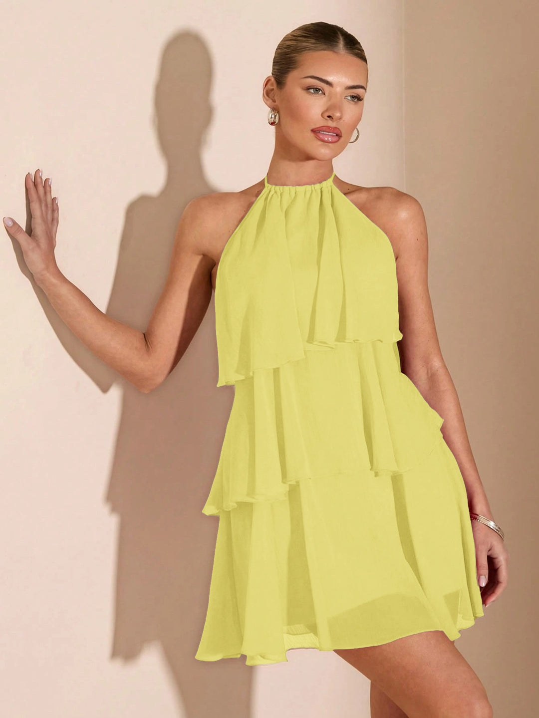 Robe Mini Femme à Lacets et Volants – Ourlet Irrégulier Romantique