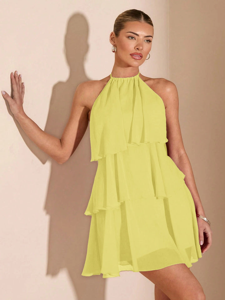 Robe Mini Femme à Lacets et Volants – Ourlet Irrégulier Romantique