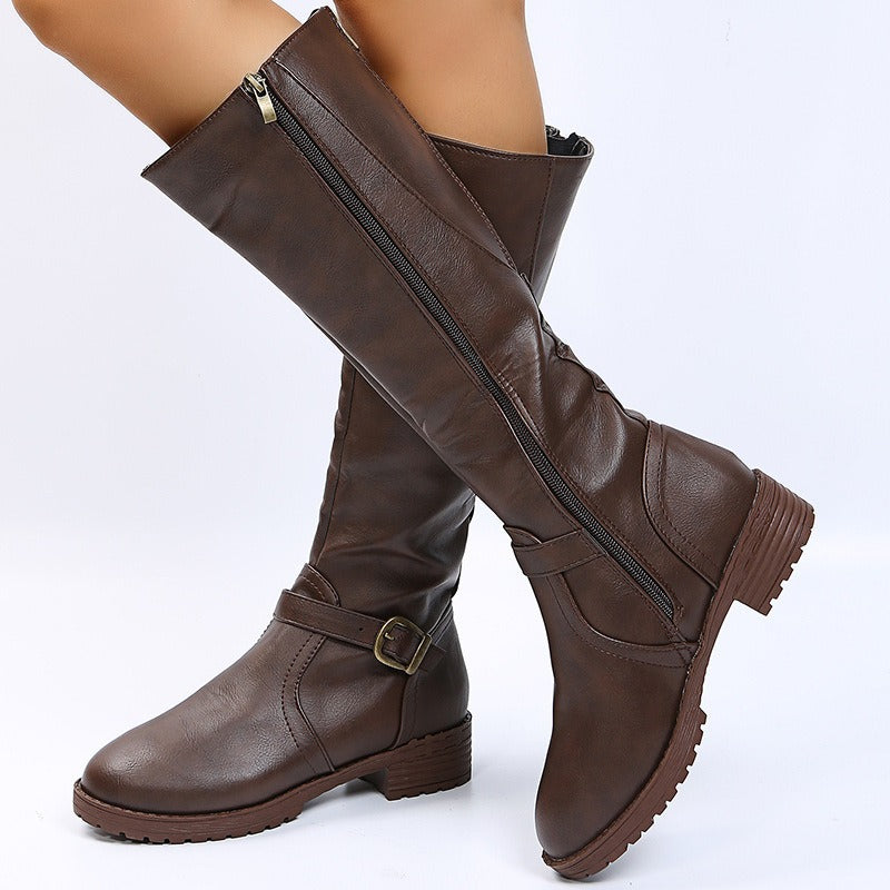 Bottes Cavalières Femme Montantes – Détail Boucle et Silhouette Structurée