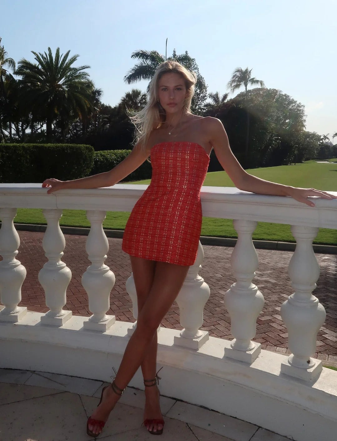 Mini abito donna – Schiena scoperta con bustier, tessuto a quadri testurizzato