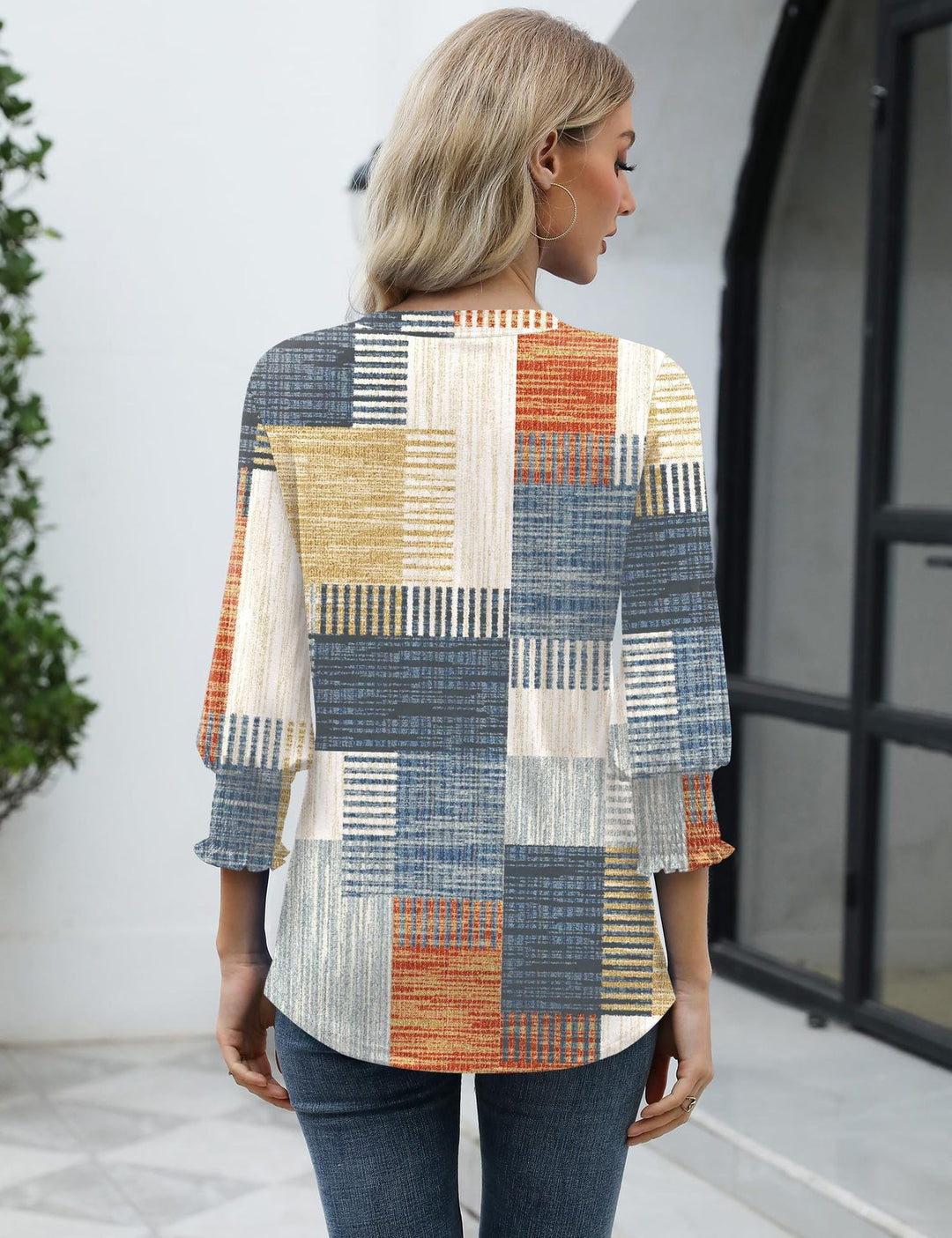 Blusa donna con stampa floreale – maniche a tre quarti casual