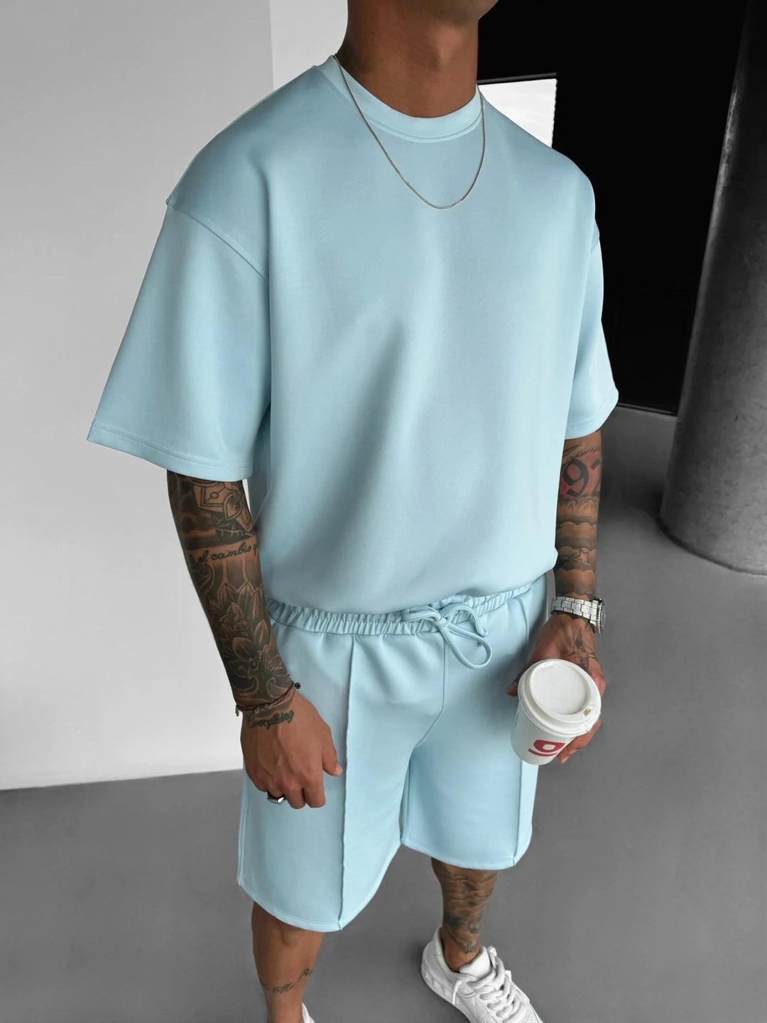 Men's Short Set Short Sleeve T-Shirt – Lightweight Coordinated Summer Outfit