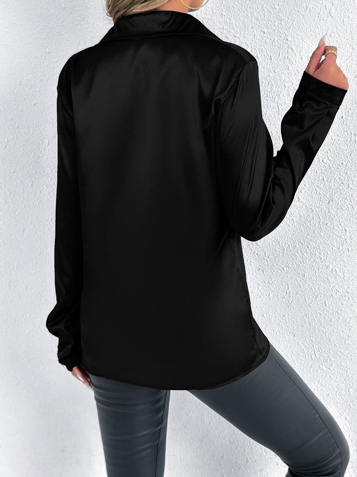 Maglia Donna Maniche Lunghe in Tessuto Satinato – Taglio Casual
