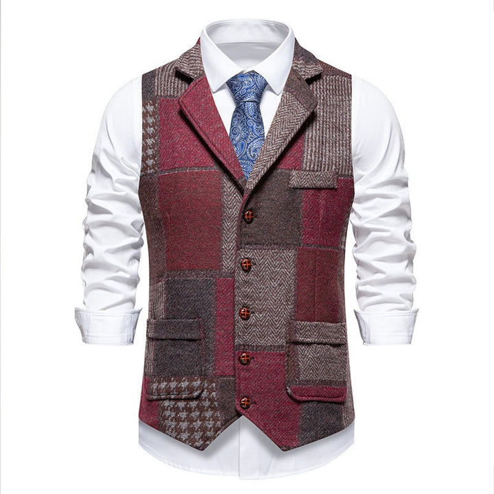 Herrenweste im Patchwork-Stil – Figurbetonter und strukturierter Schnitt aus strukturiertem Stoff
