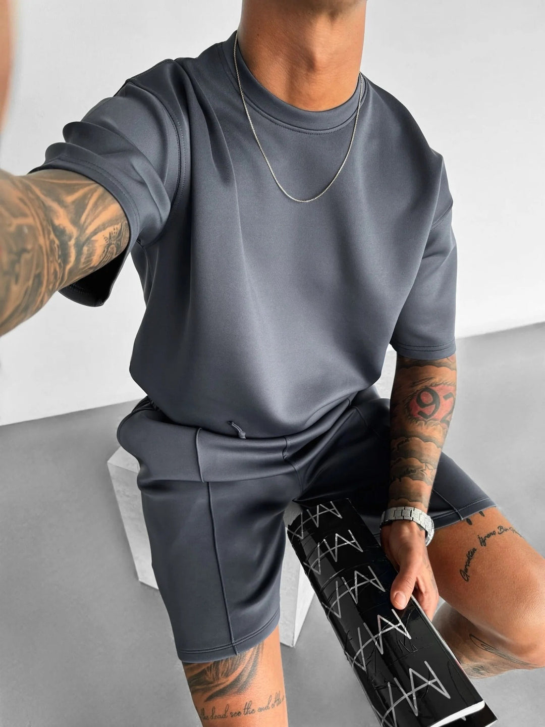 Men's Short Set Short Sleeve T-Shirt – Lightweight Coordinated Summer Outfit