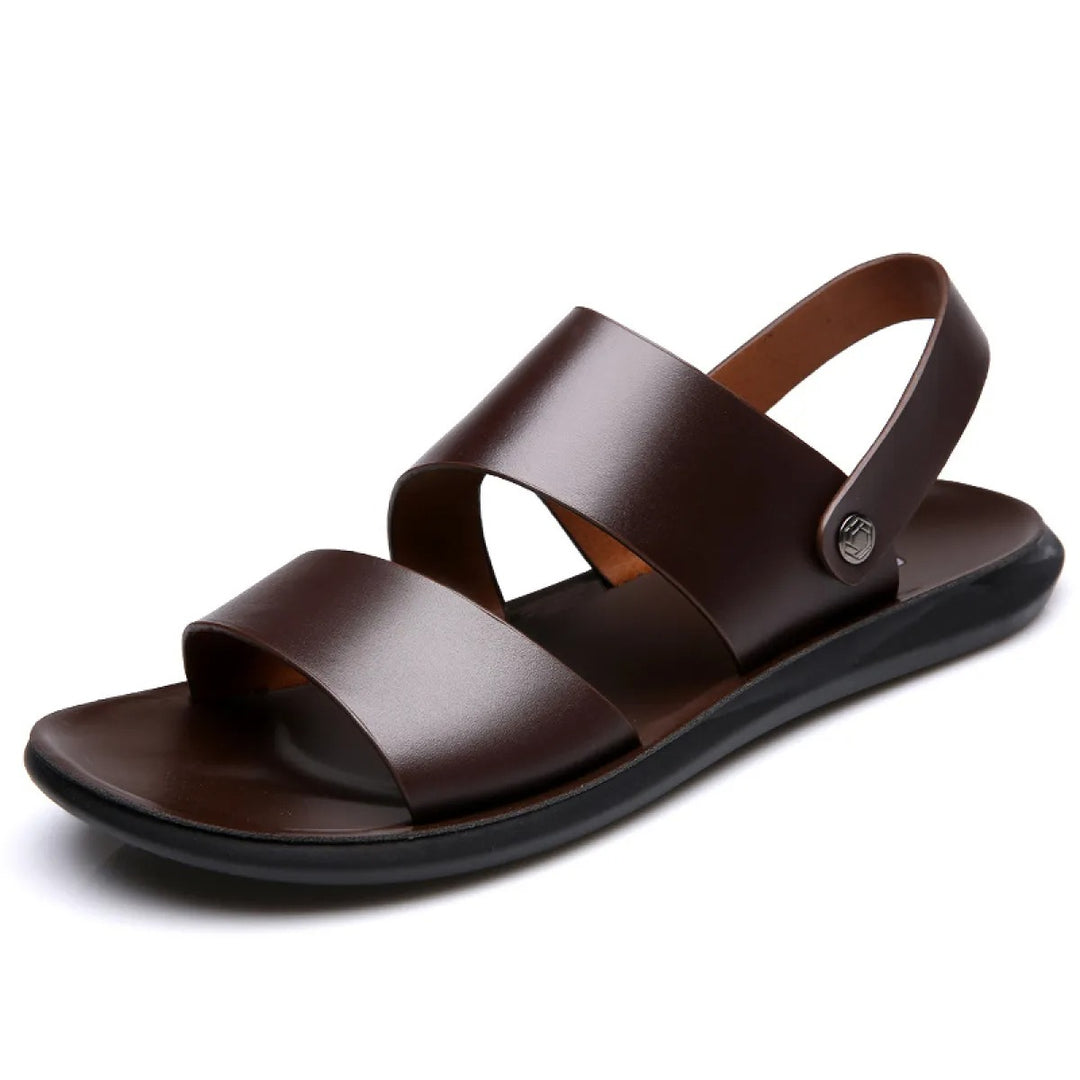 Men's Genuine Leather Sandals – Thick Comfortable Sole Beach