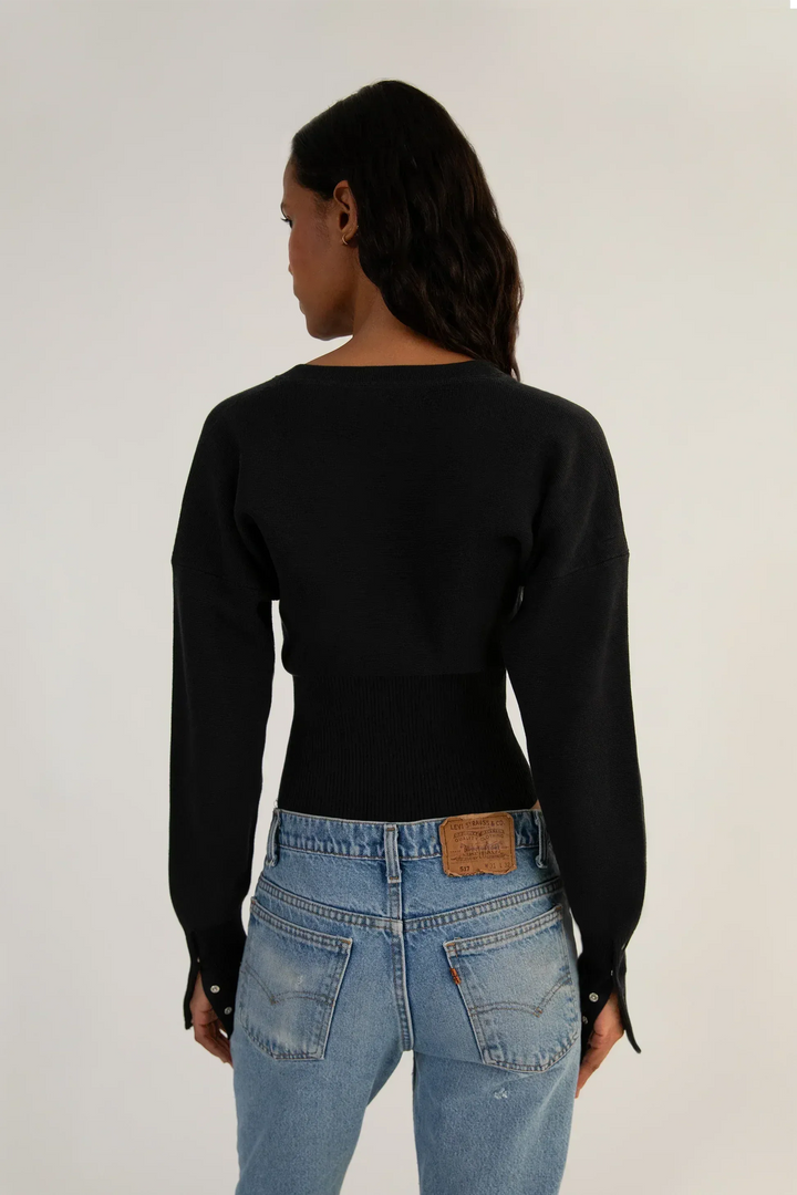 Cardigan donna in maglia – Collo rotondo con bottoni e finitura testurizzata