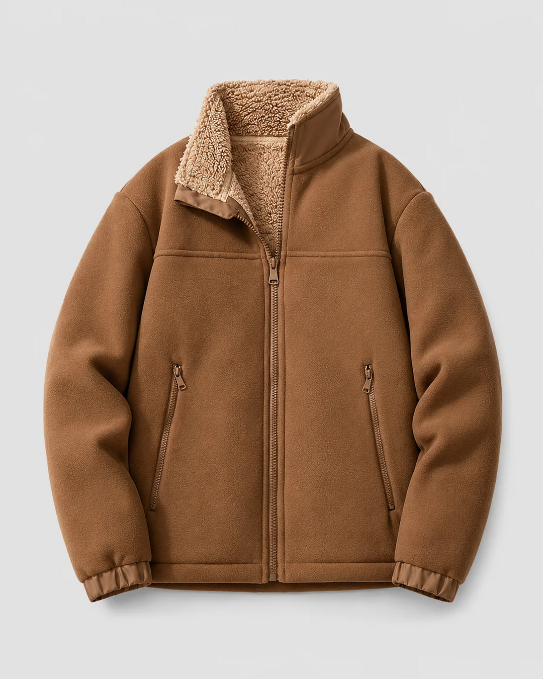 Veste Homme en Polaire – Col Montant Doublure Sherpa, Poches Zippées
