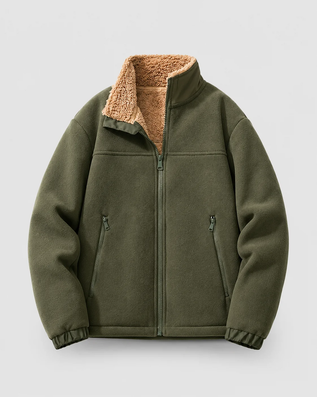 Veste Homme en Polaire – Col Montant Doublure Sherpa, Poches Zippées