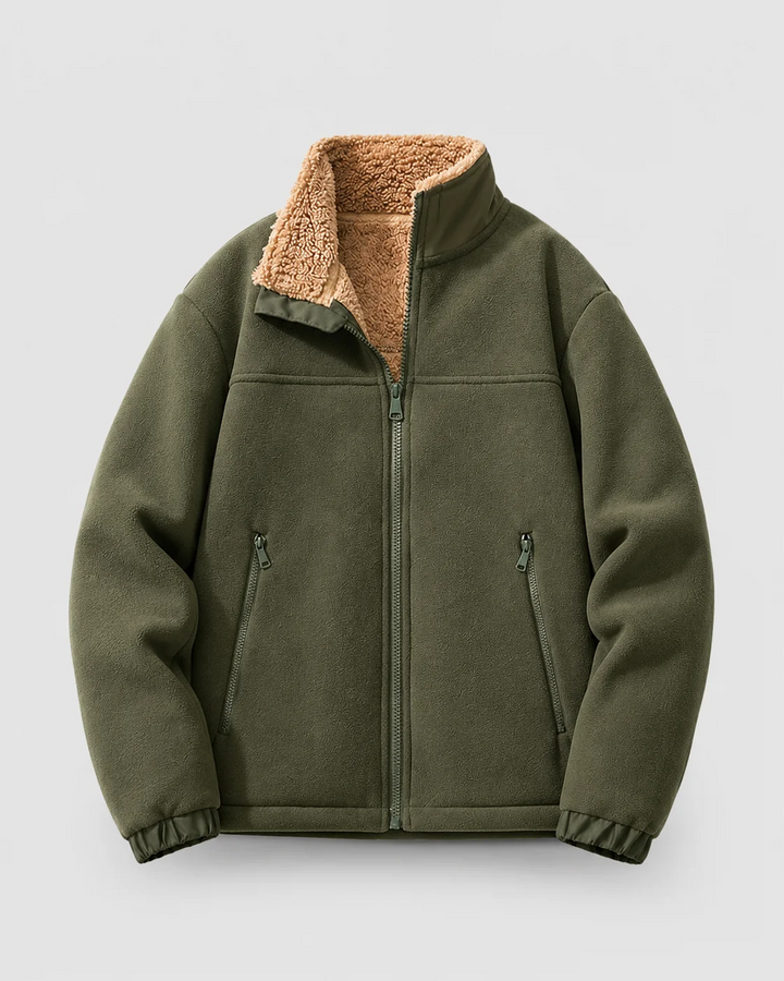Veste Homme en Polaire – Col Montant Doublure Sherpa, Poches Zippées