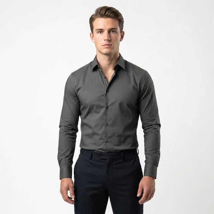 Chemise Homme Classique – Manches Longues Col à Revers