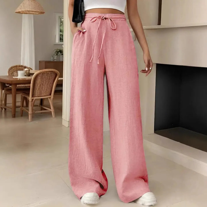 Pantalon Large Femme – Coupe Décontractée Taille Cordon et Poches