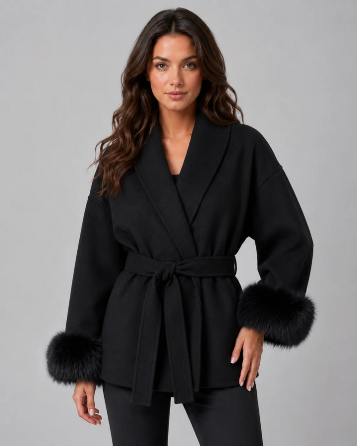 Manteau Femme Laine – Coupe Droite Détail Poche