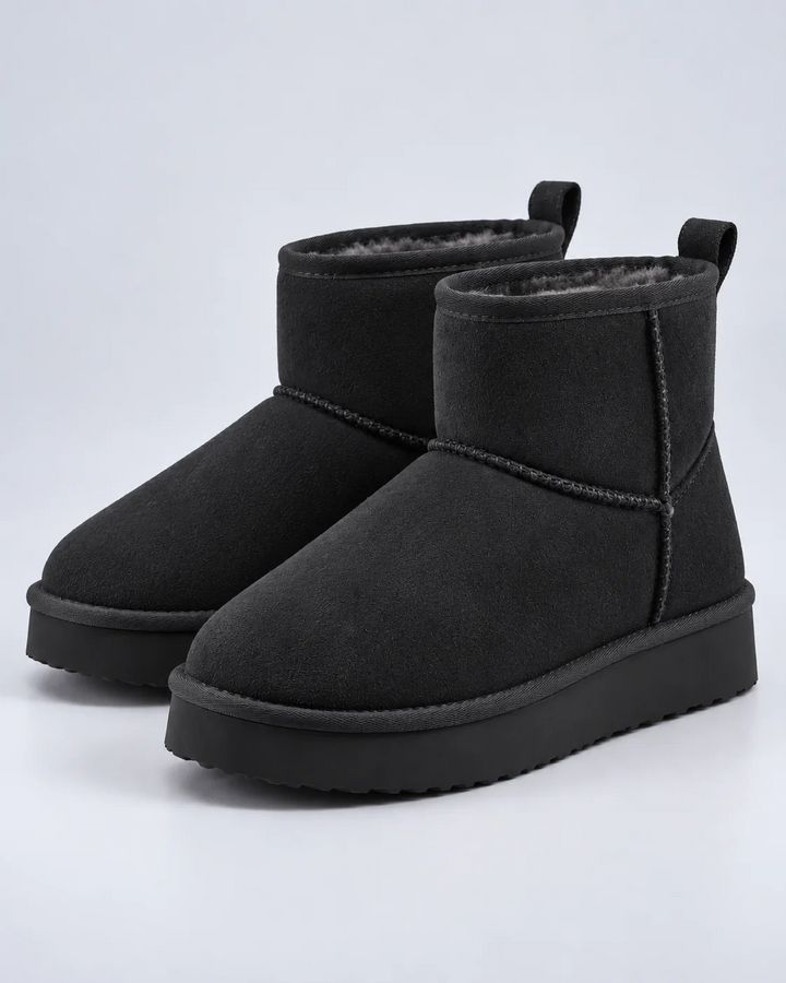 Bottine Femme en Cuir de Vache – Doublure Polaire Plateforme Confort