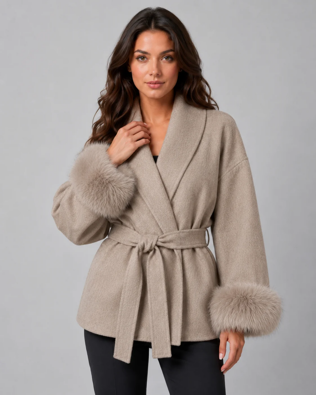 Manteau Femme Laine – Coupe Droite Détail Poche