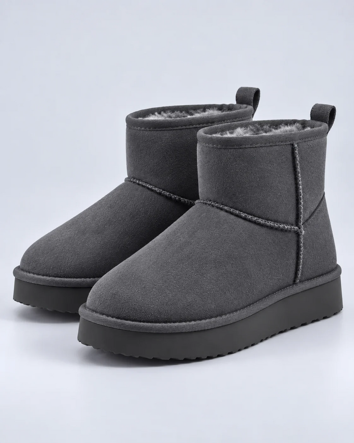 Bottine Femme en Cuir de Vache – Doublure Polaire Plateforme Confort