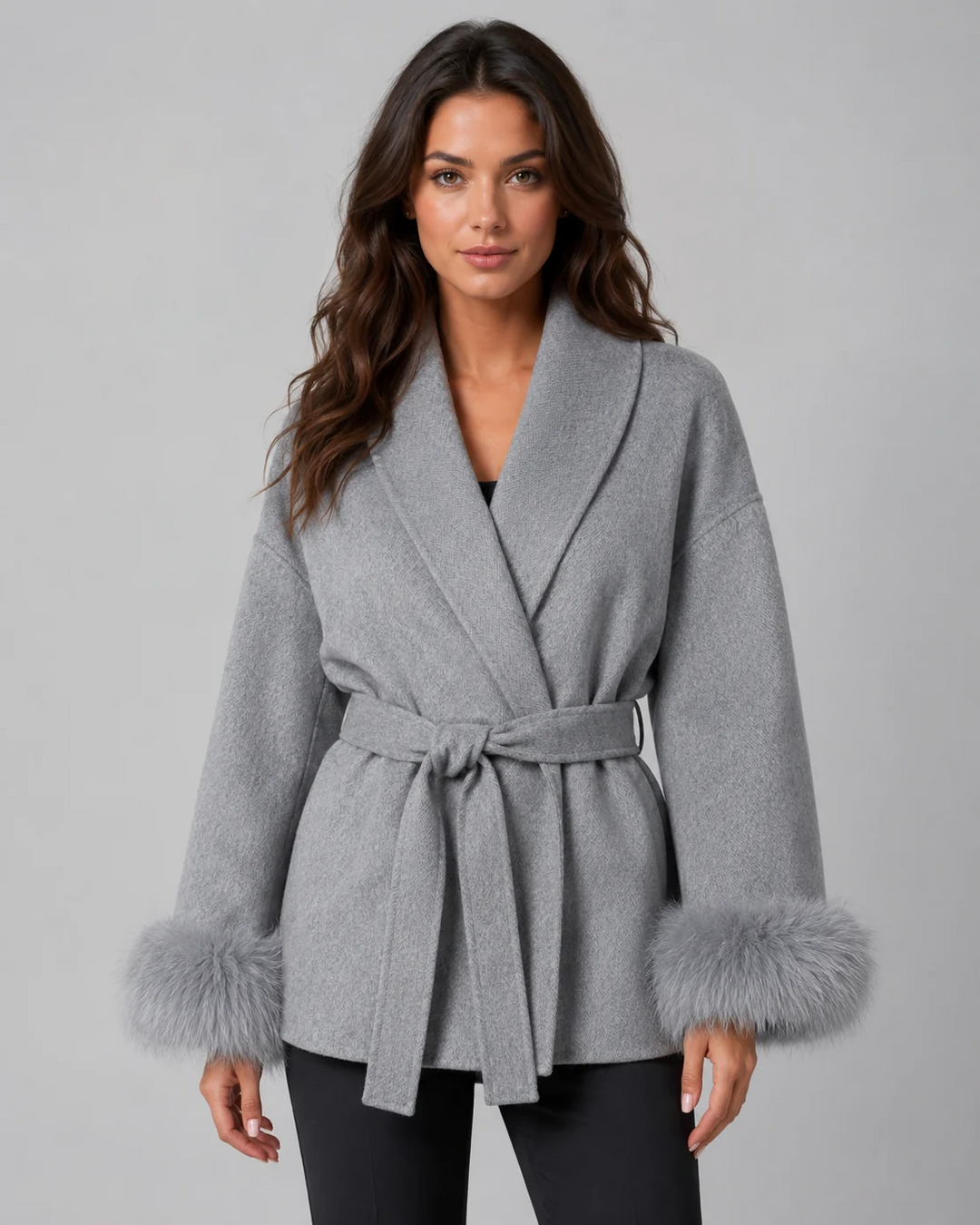Manteau Femme Laine – Coupe Droite Détail Poche