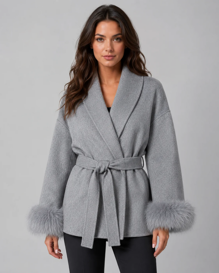 Manteau Femme Laine – Coupe Droite Détail Poche