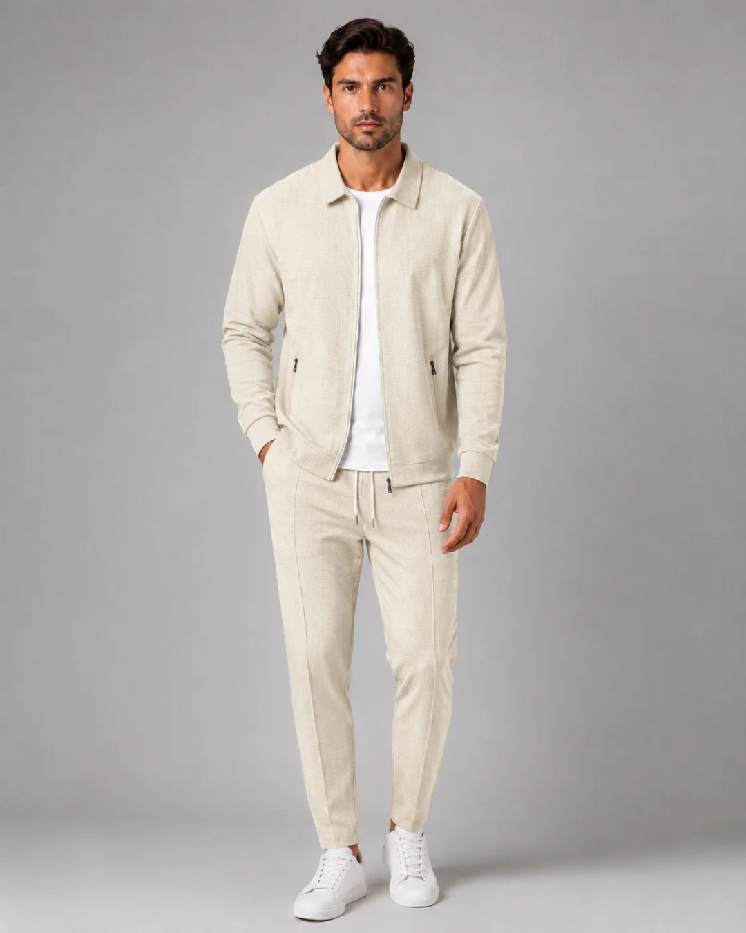 Costume Homme Deux Pièces – Ensemble Tissu Gaufré Coupe Décontractée