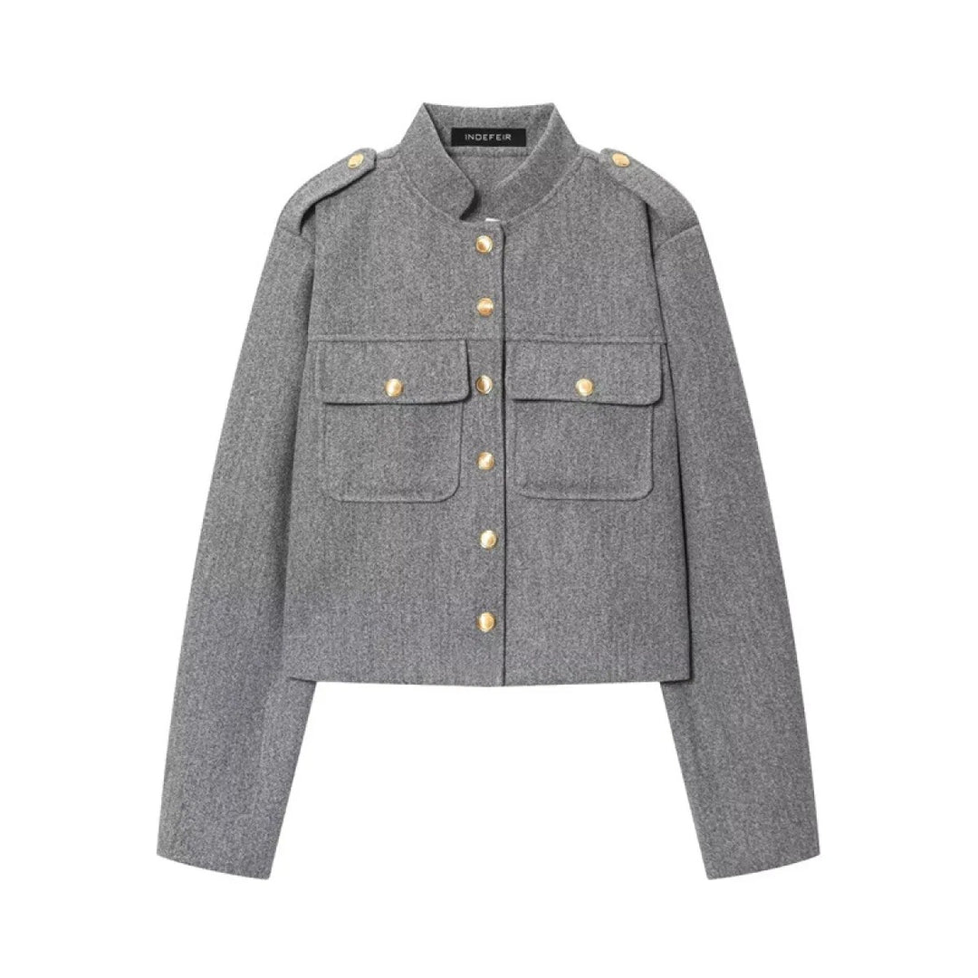 Veste Femme Cropped – Coupe Décontractée et Détail Poches