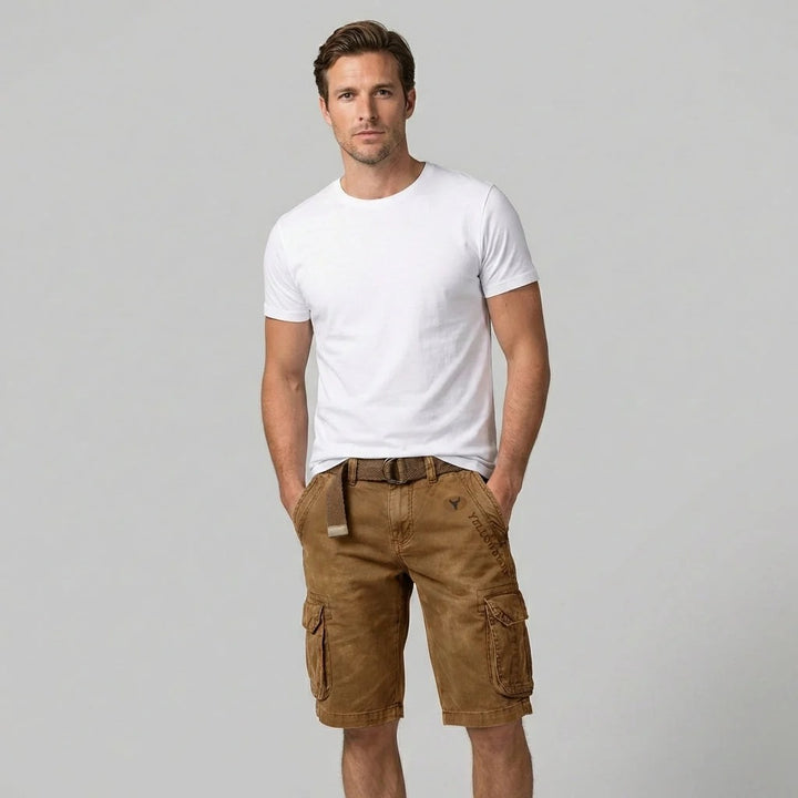 Short Homme en Coton – Coupe Longueur Genou Style Cargo Fonctionnel