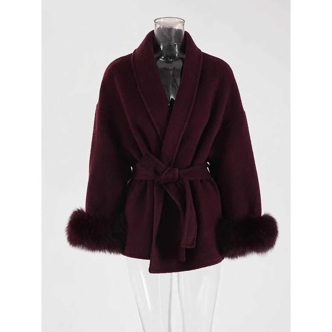Manteau Femme Laine – Coupe Droite Détail Poche