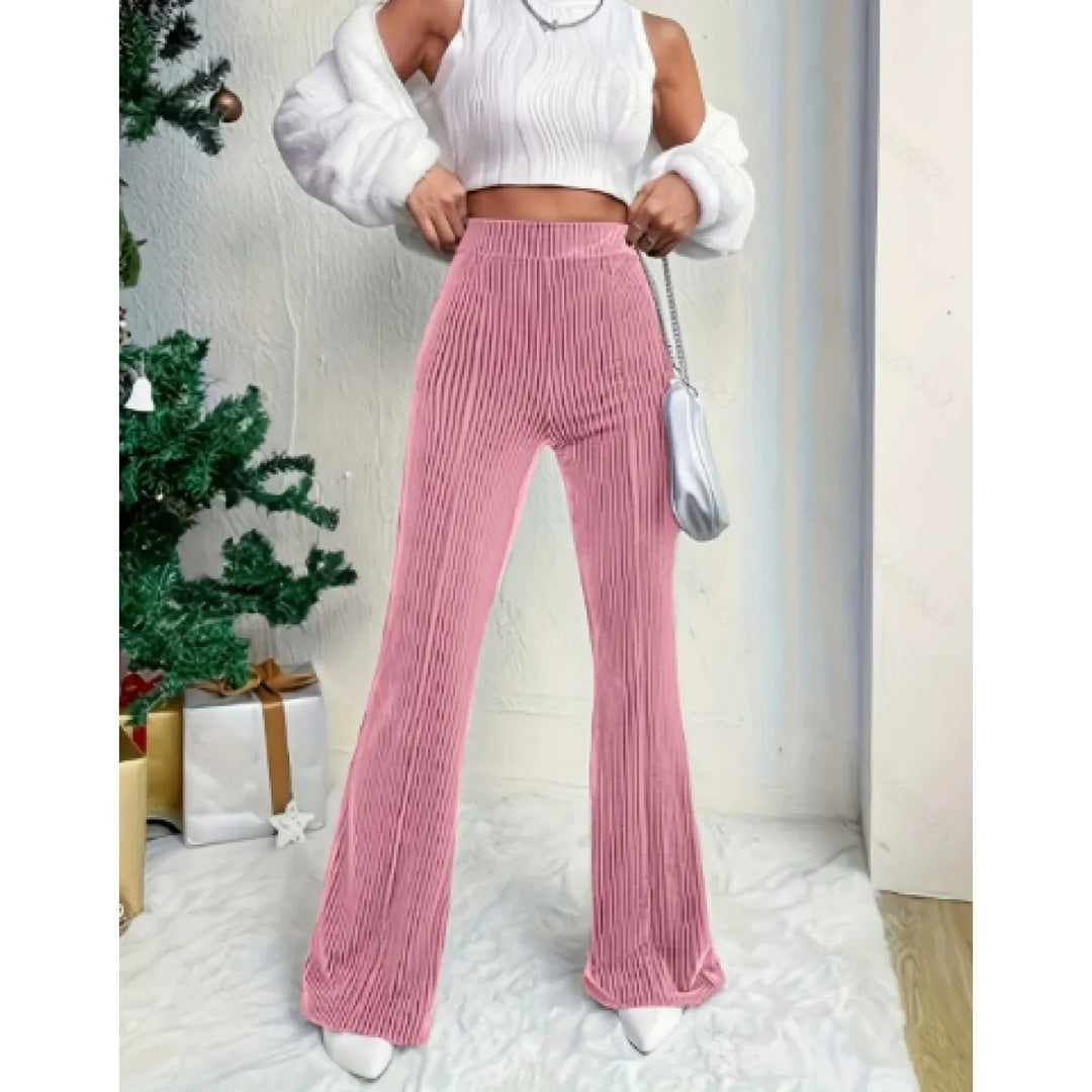 Pantalon Femme Taille Haute Évasé – Coupe Pattes d&