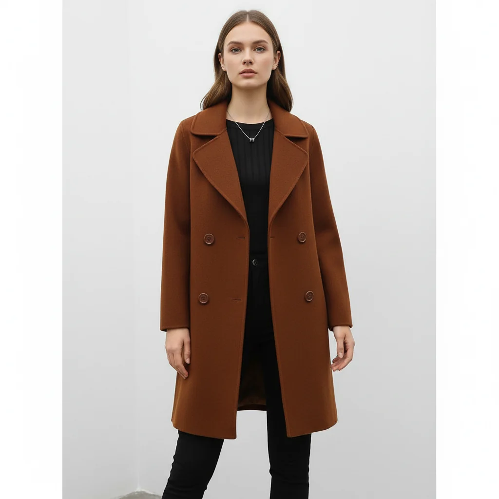 Damefrakke med dobbeltradet knaplukning - Slim fit med revers