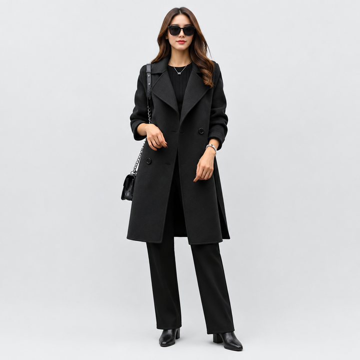 Damefrakke med dobbeltradet knaplukning - Slim fit med revers