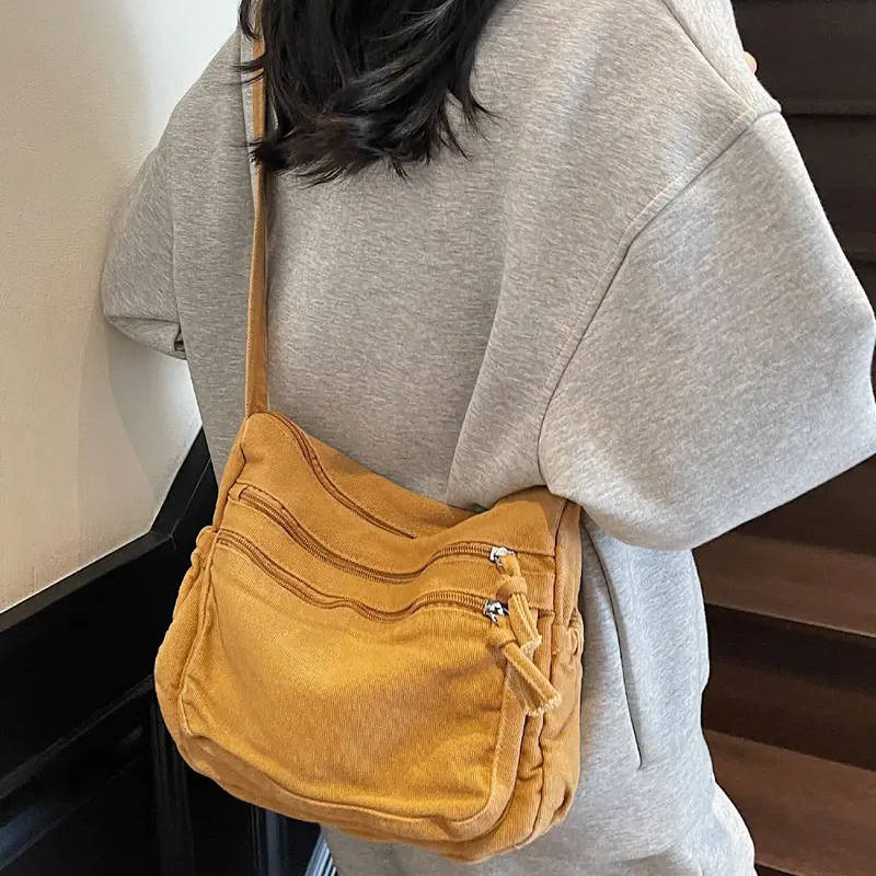 Borsa a tracolla da donna in tela – Multi-tasche regolabile