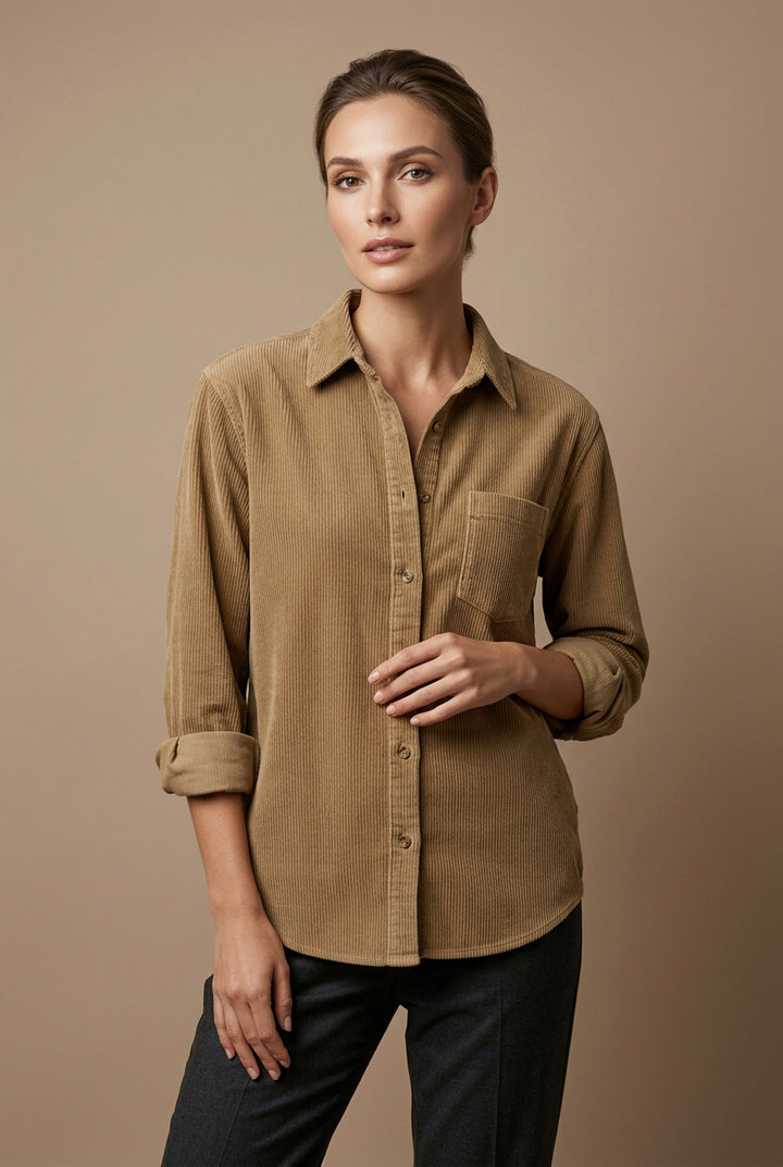 Surchemise Femme en Velours Côtelé – Coupe Décontractée à Col Chemise
