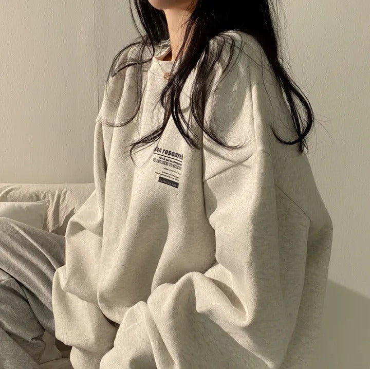 Sweatshirt i bomuld til dame – Rummelig pasform med fleecefor
