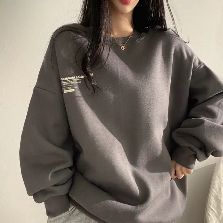 Sweatshirt i bomuld til dame – Rummelig pasform med fleecefor
