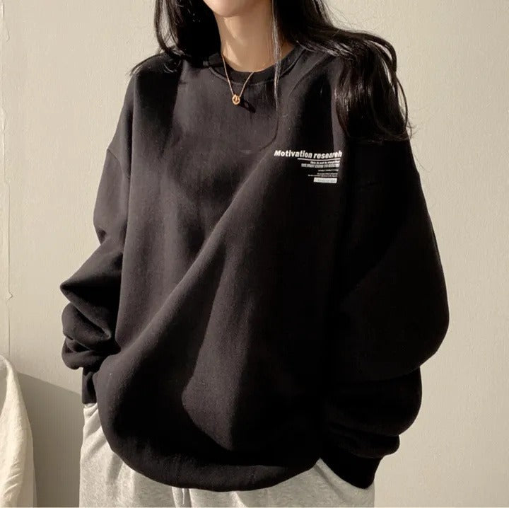 Sweatshirt i bomuld til dame – Rummelig pasform med fleecefor