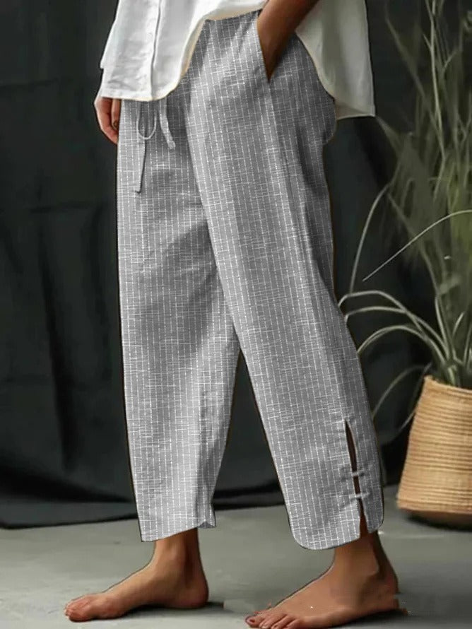Pantalon Homme Large Coton Mélangé – Coupe Tapered à Rayures