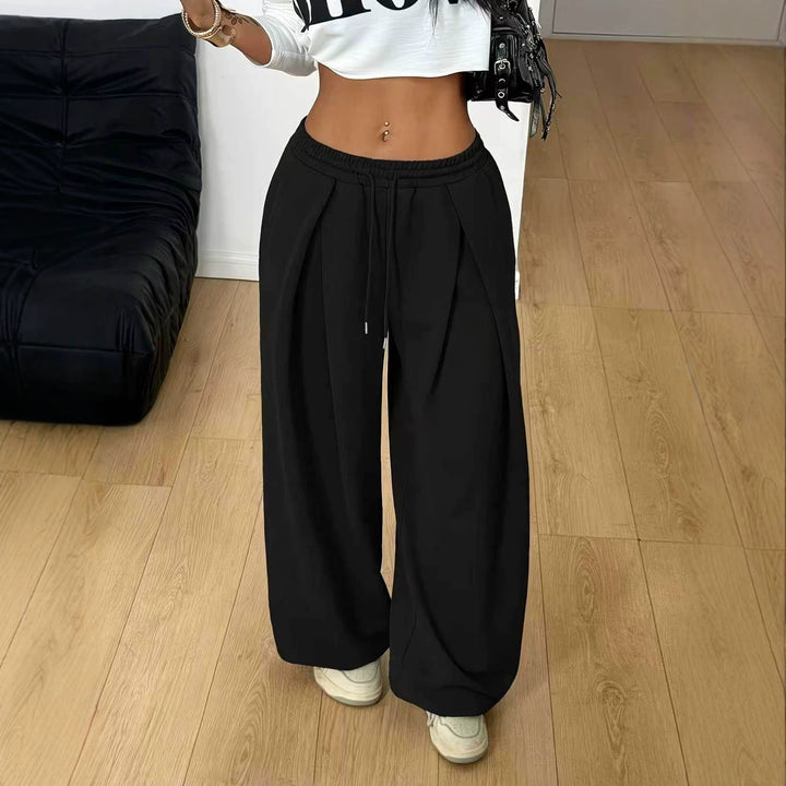 Pantalon Large Plissé Femme Taille Haute – Coupe Décontractée